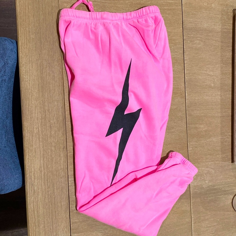 Aviator Nation Bolt Sweatpants - Neon Pink / Black